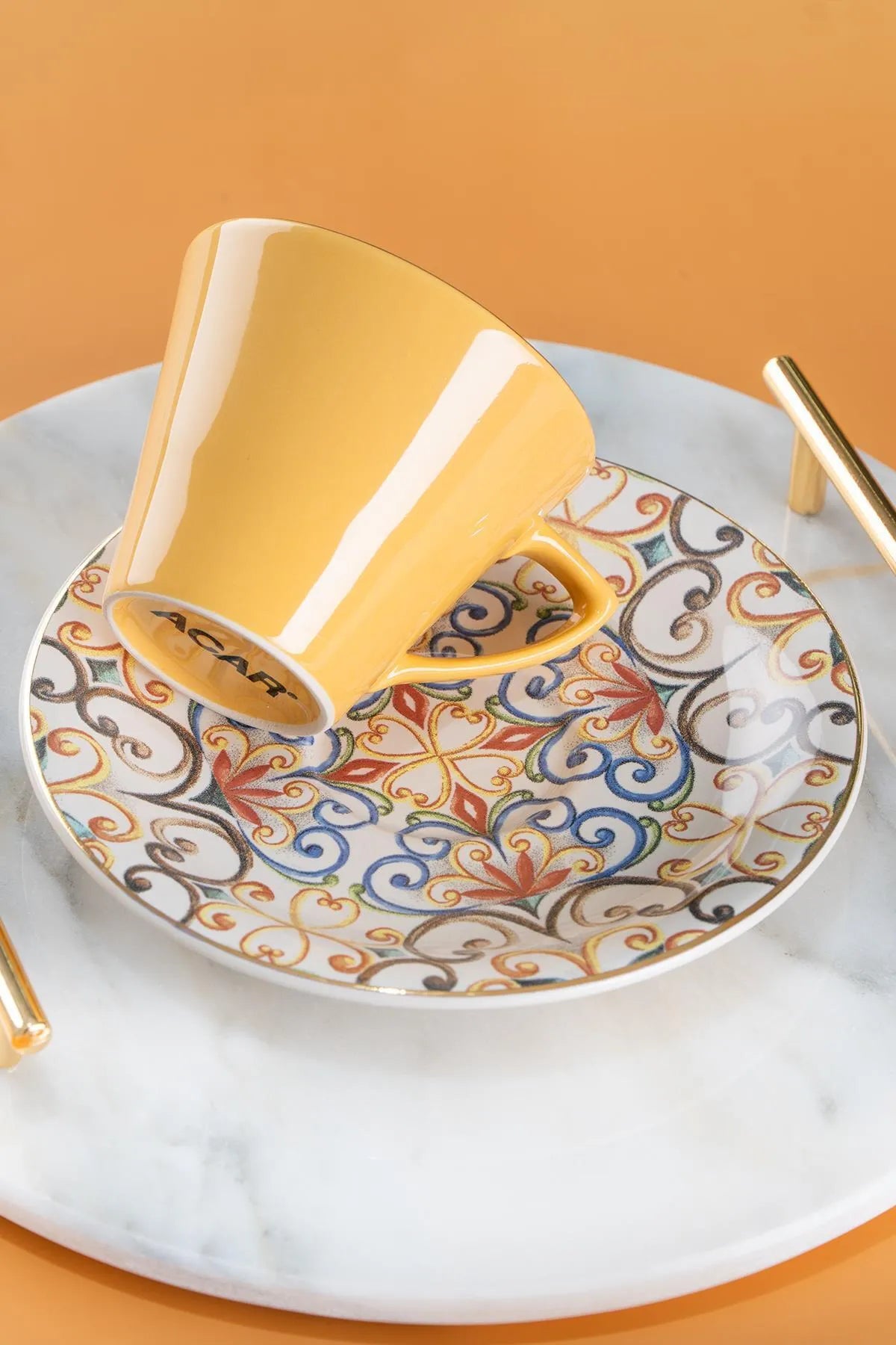 Acar yellow tea cup 6 sets