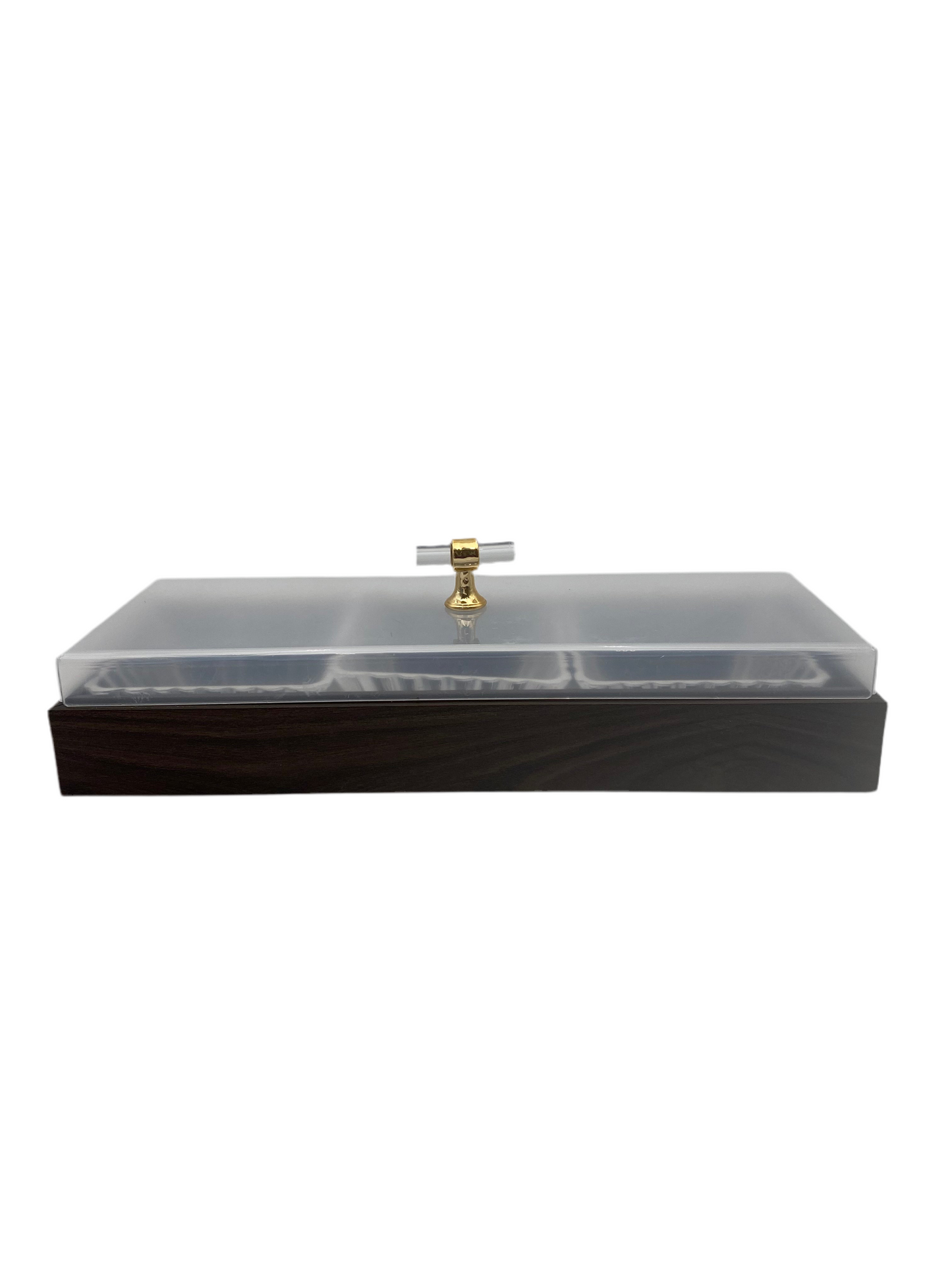 3 Pcs Squared Plexi Bowl In Rectangular Wooden Tray With Cover