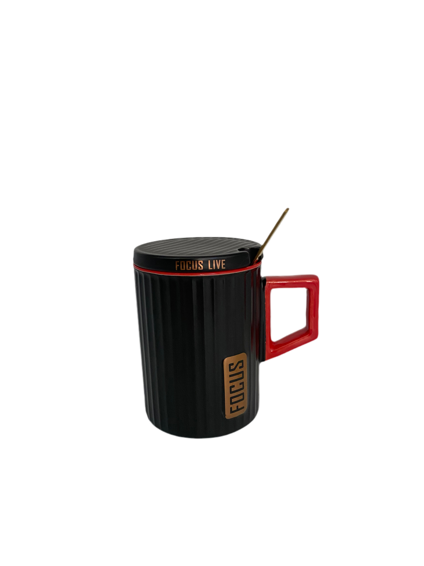 Ceramic Mug With Spoon & Lid