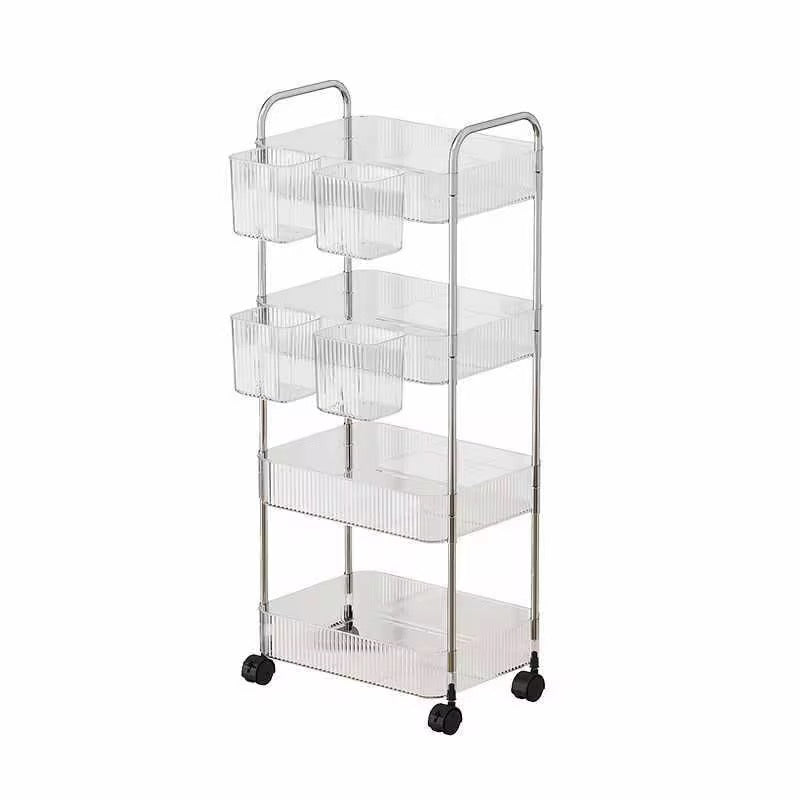 Multi-tier plastic storage Trolley Transparent