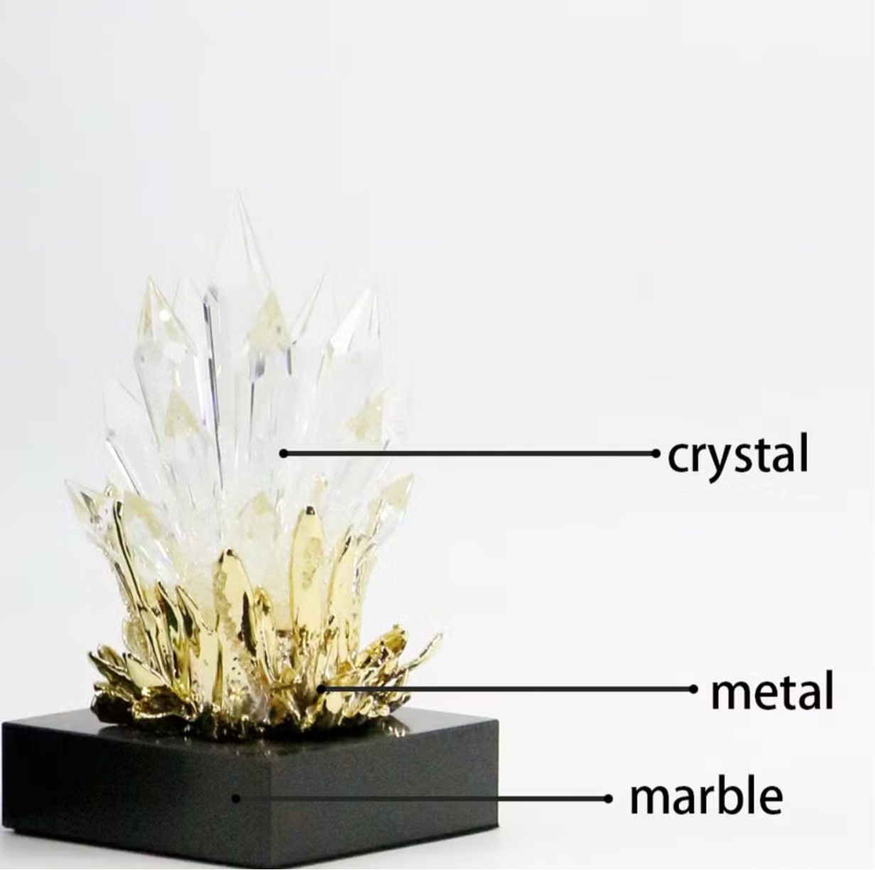 Crystal & Gold Geode Statue Ornament Decoration