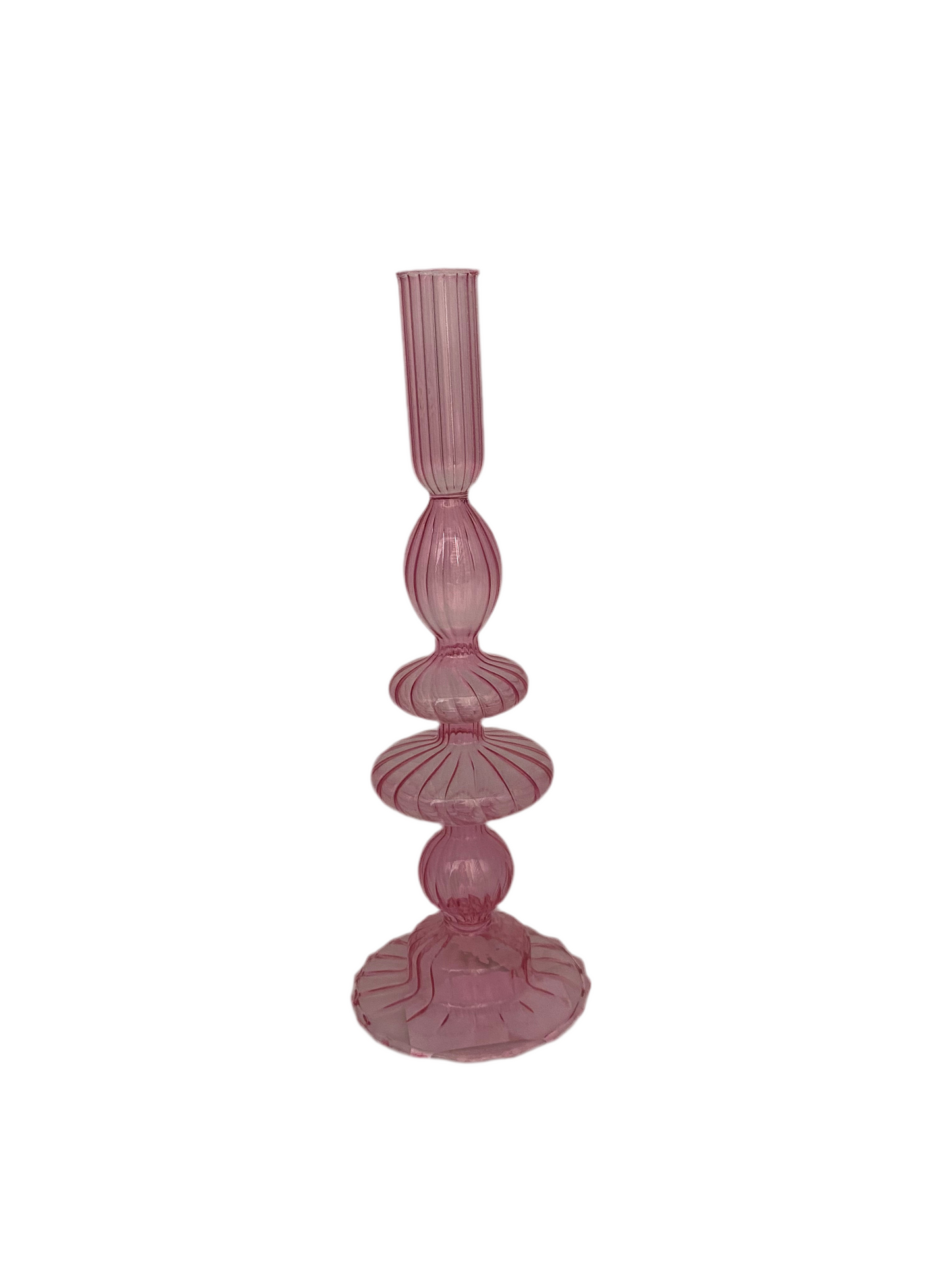 Ribbed Glass Candle Holder