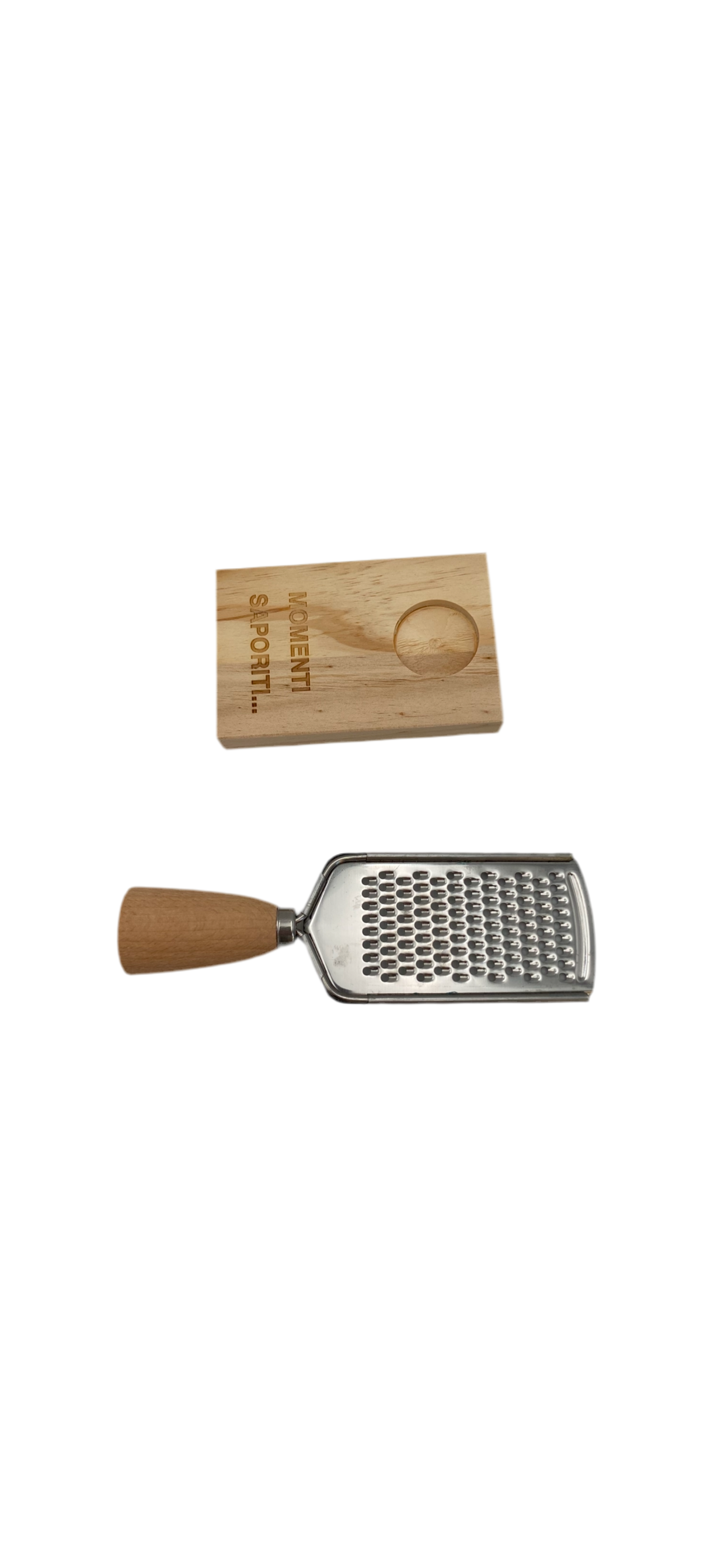 Stainless steel grater with bamboo handle & base