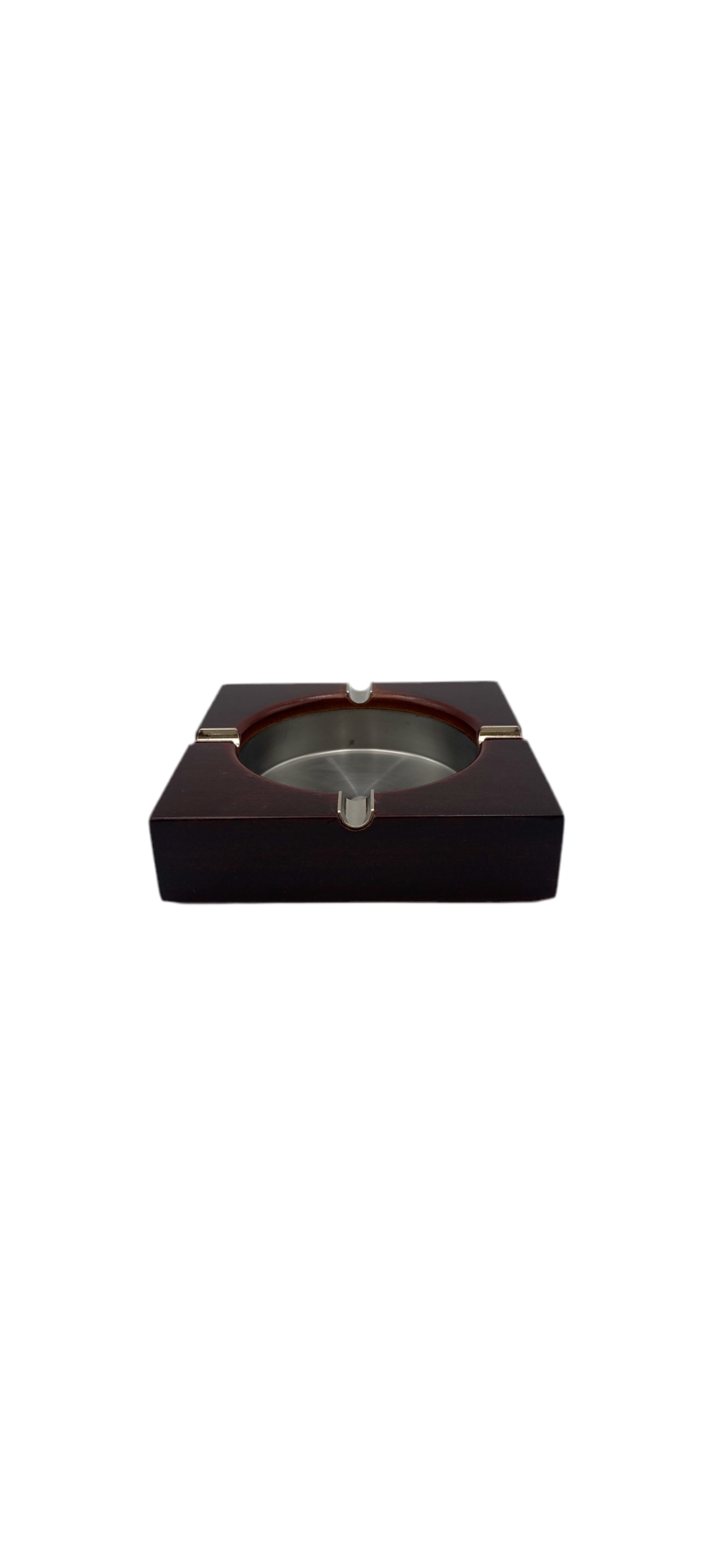 Stainless steel square ashtray with wooden pattern