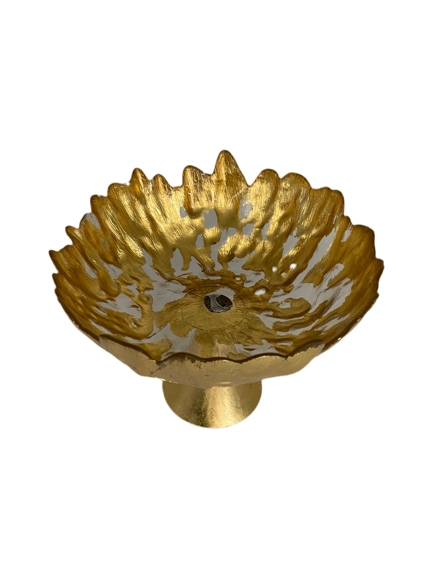 Rould Goil Foil Transparent Glass Bowl With Base