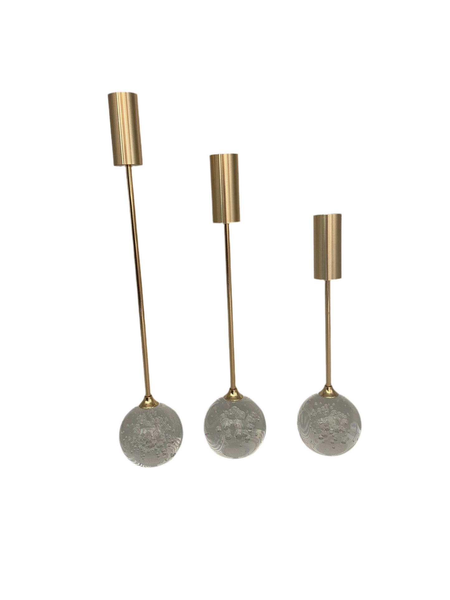 3 Levels Metal Candle Holder W/ Cristal Ball Base