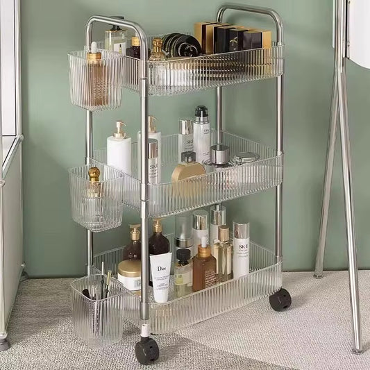 Multi-tier plastic storage Trolley Transparent