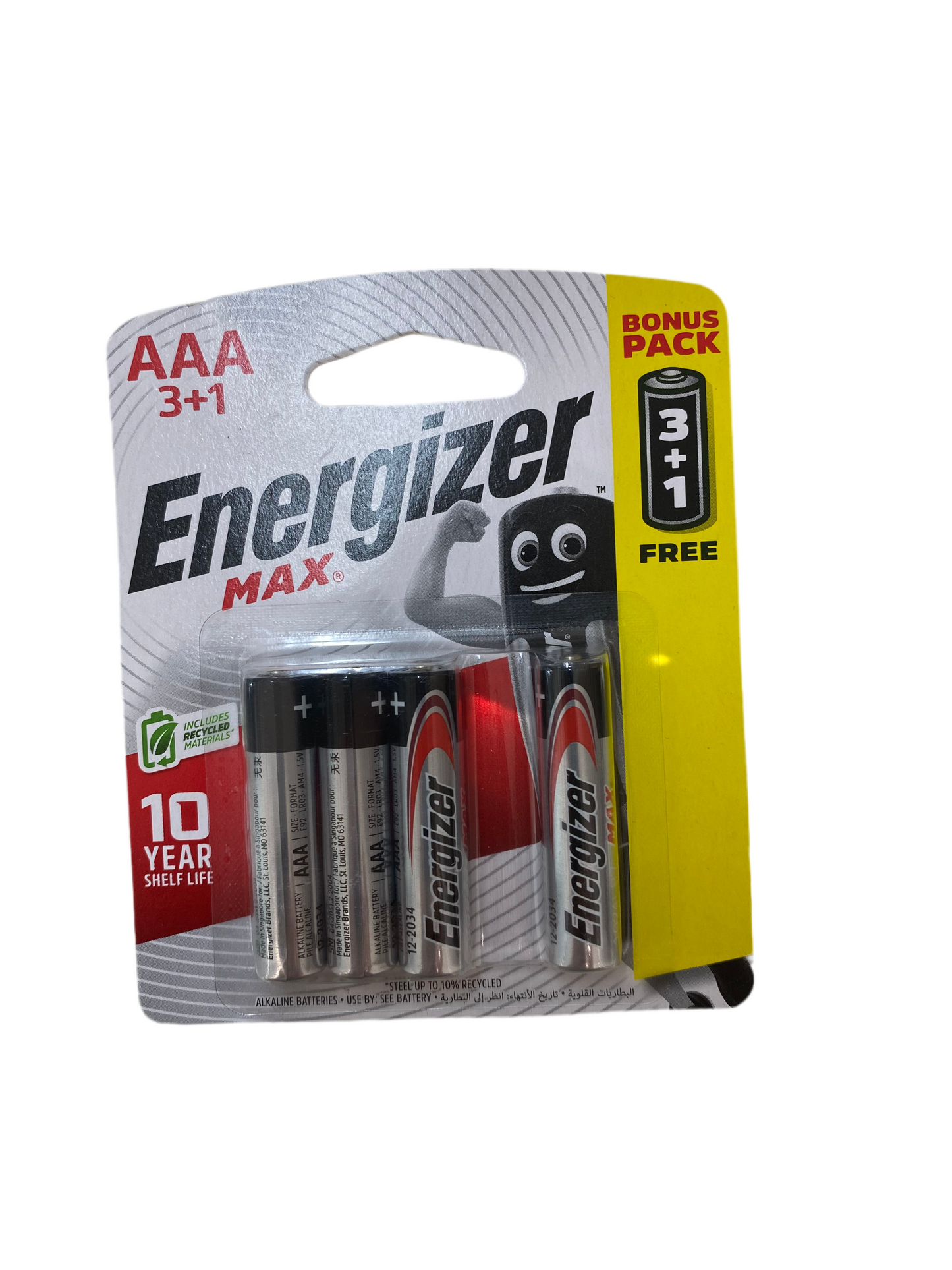 Energizer Max Alkaline Batteries 3A BP4(3+1)
