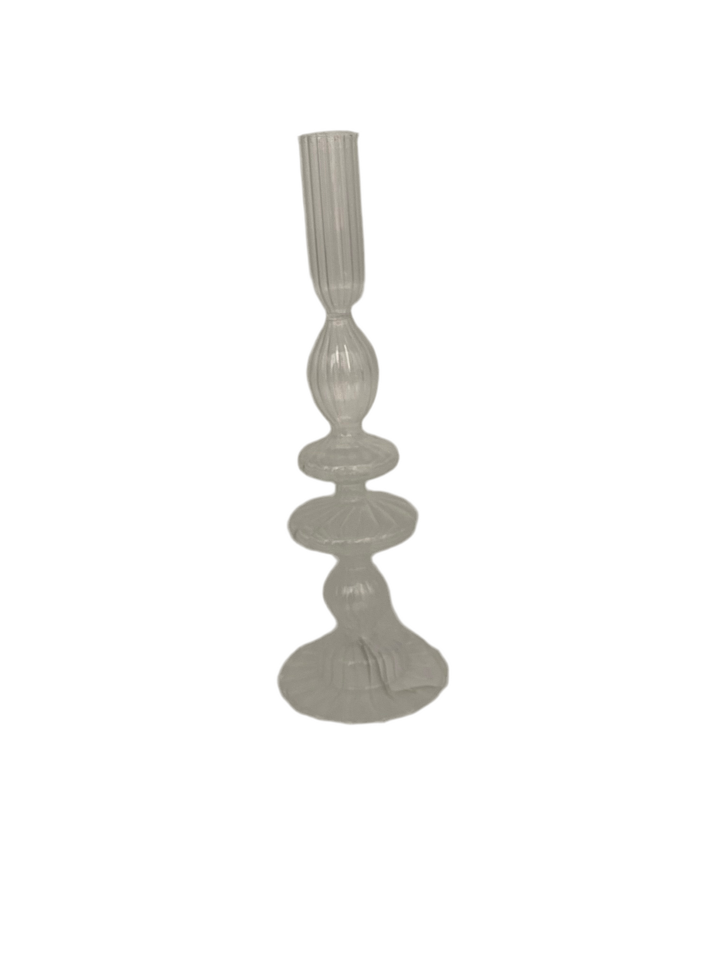 Ribbed Glass Candle Holder
