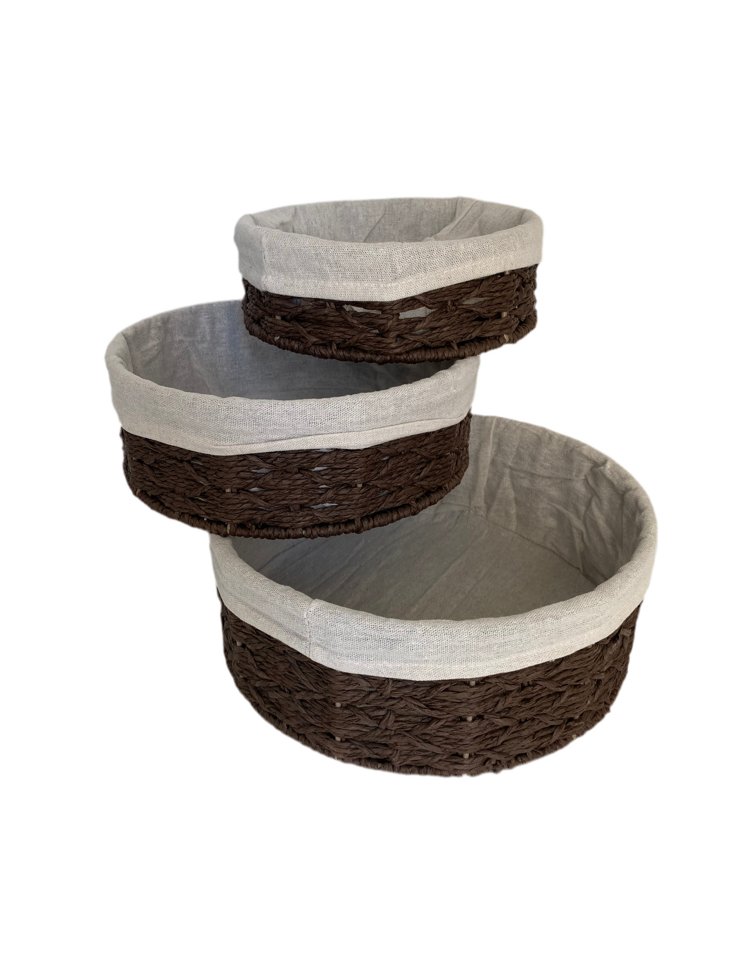 3 Pcs Round Woven Basket Set