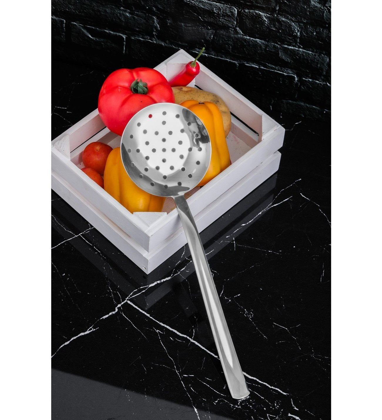 Stainless steel large slotted spoon