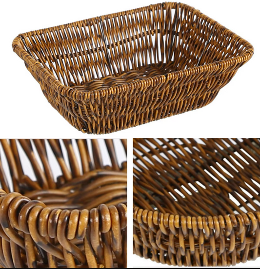 Plastic Rectangular Woven Storage Basket