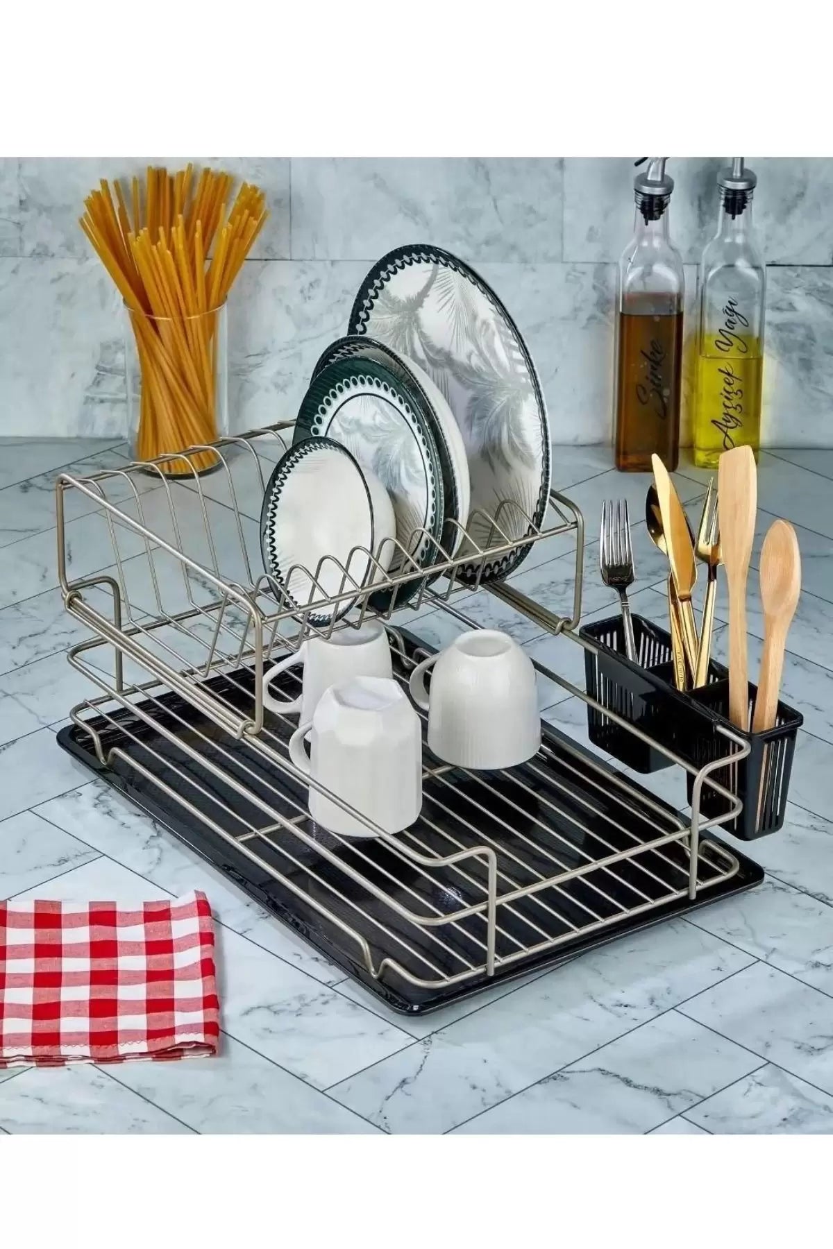 Large golden dish rack