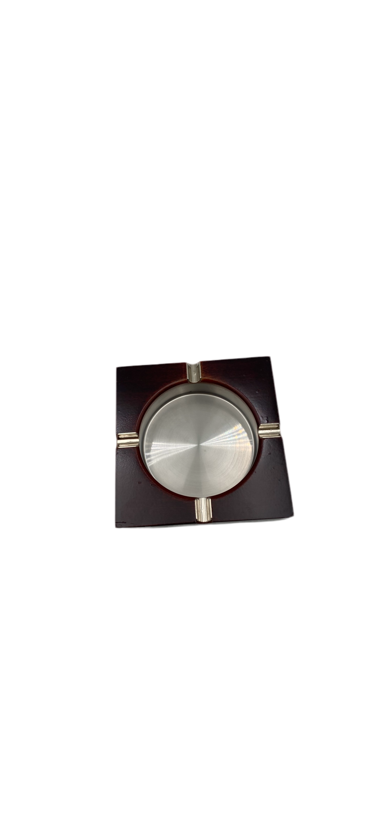 Stainless steel square ashtray with wooden pattern
