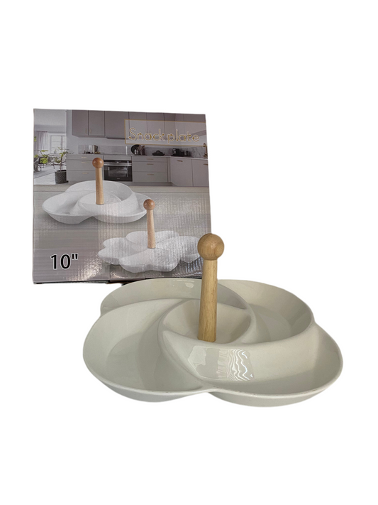 10 Inch White Porcelain Snack Plate