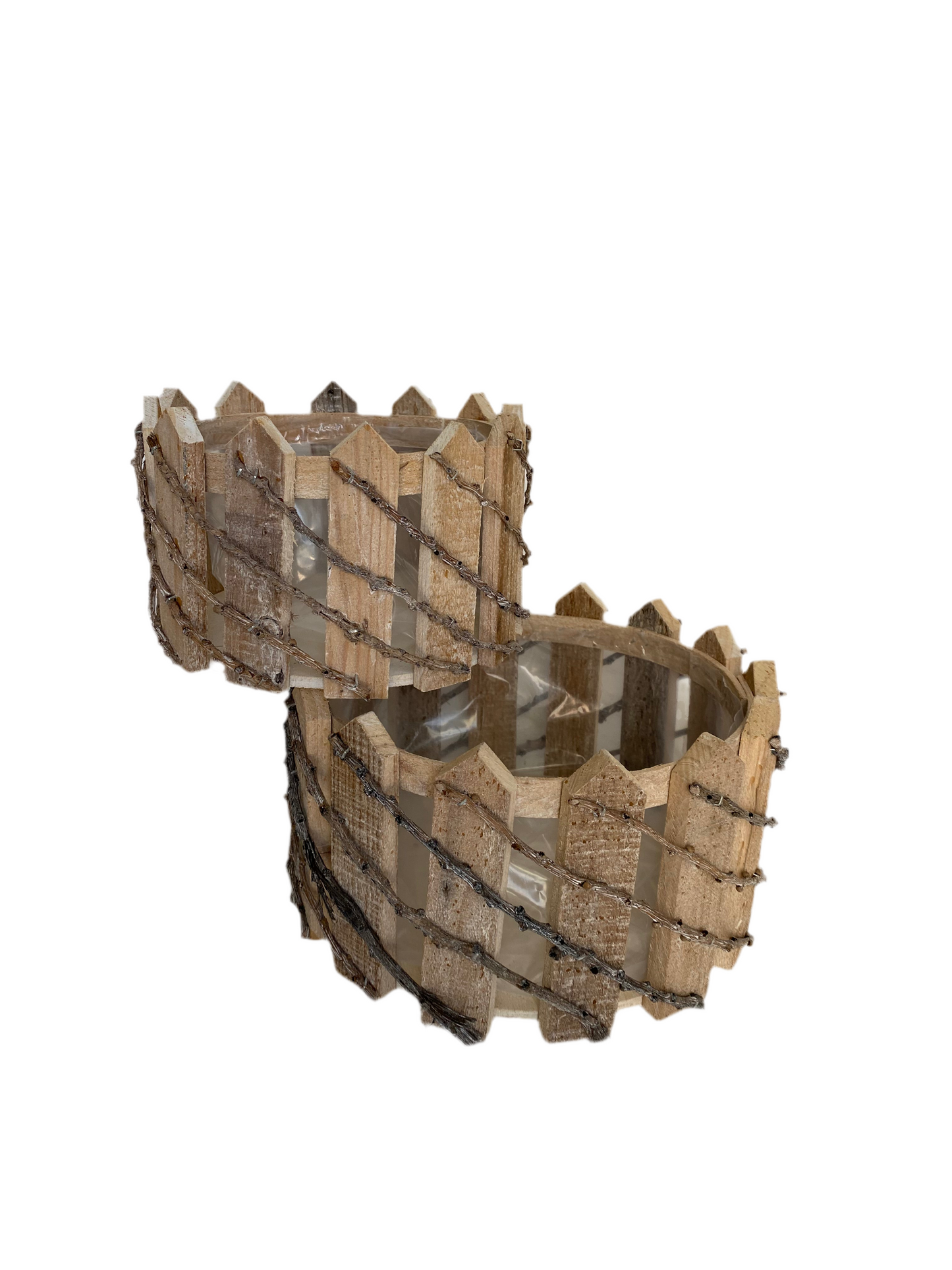 2 PCs Square Wooden Storage Basket Set