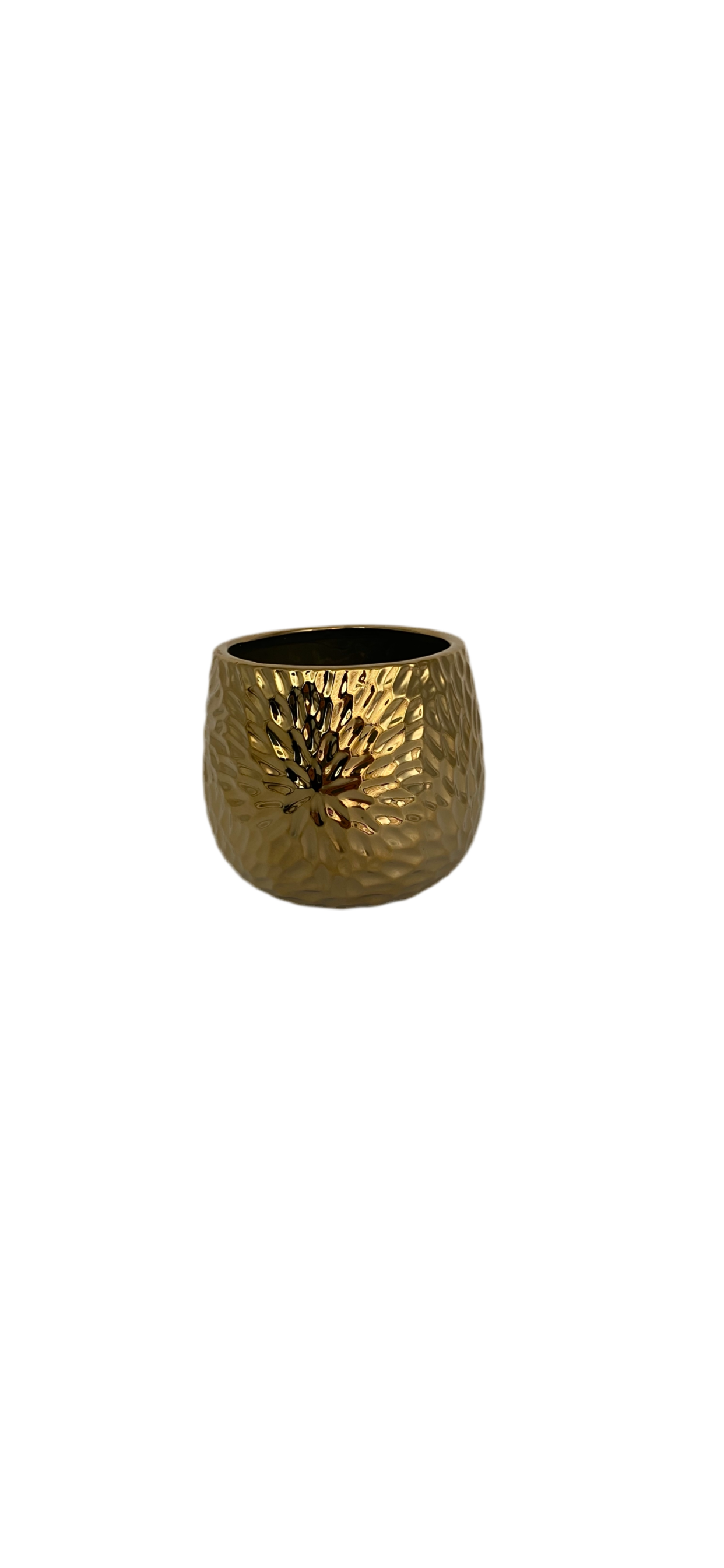 Decorative Rounded Ceramic Golden Pot