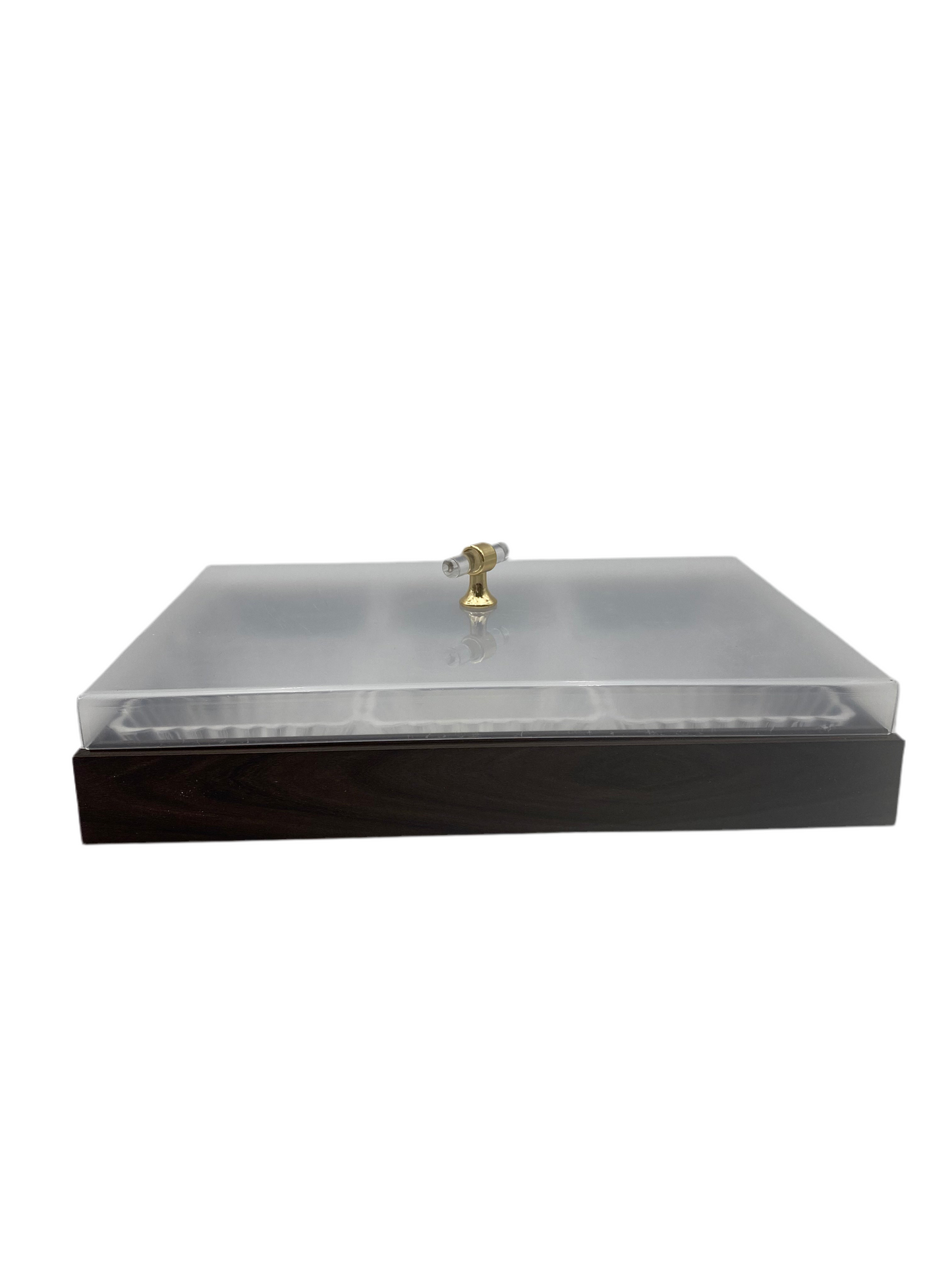 6 Pcs Square Plexi Bowl In Rectangle Wooden Tray With Plexi Cover