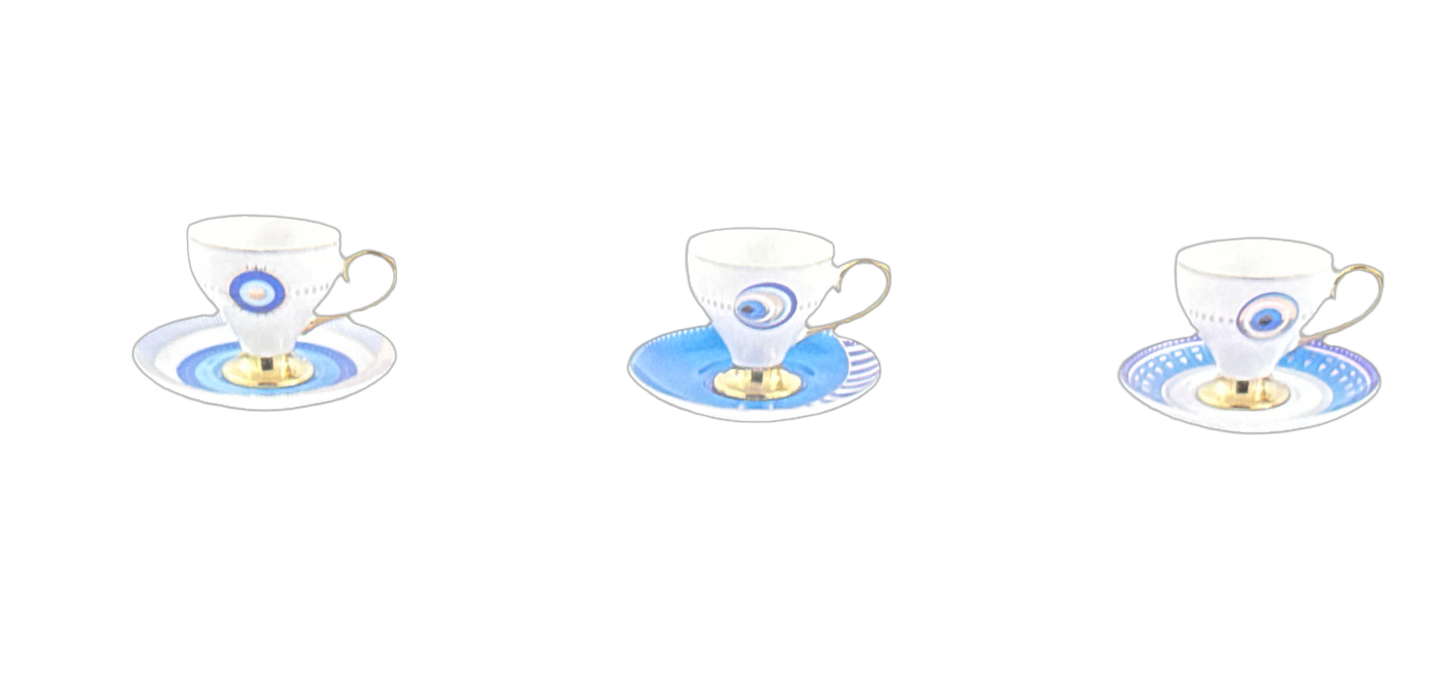 Acar blue eye coffee cup set, half dozen