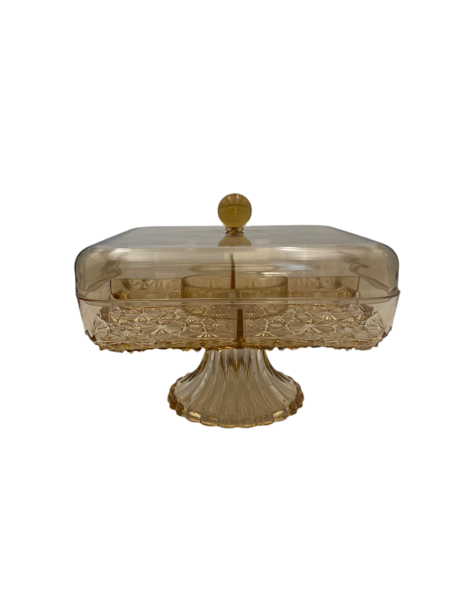Multi-Function Squared Gold Acrylic Candy Box With Base