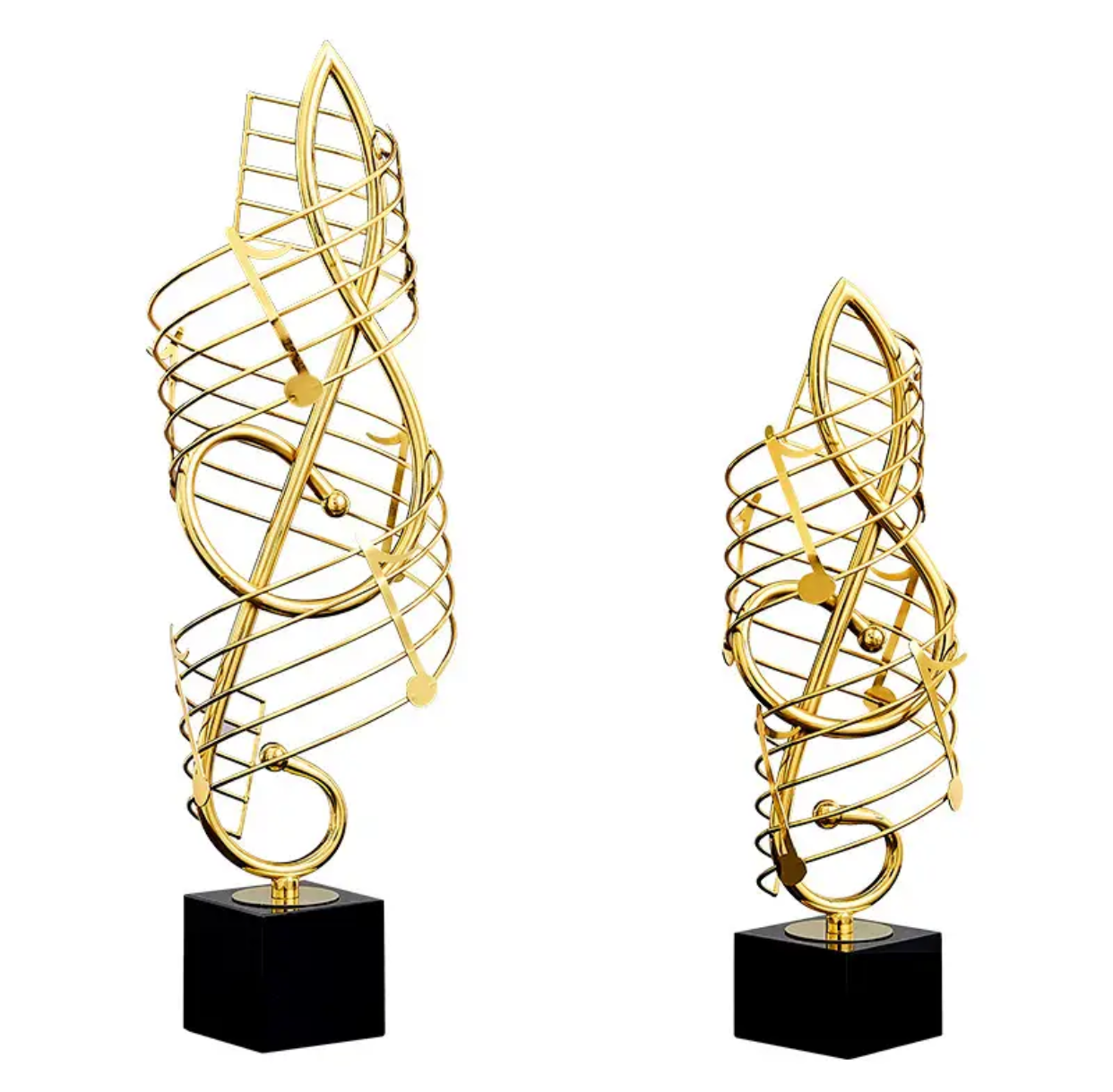 Golden Metal Musical Note Ornament With Marble Base