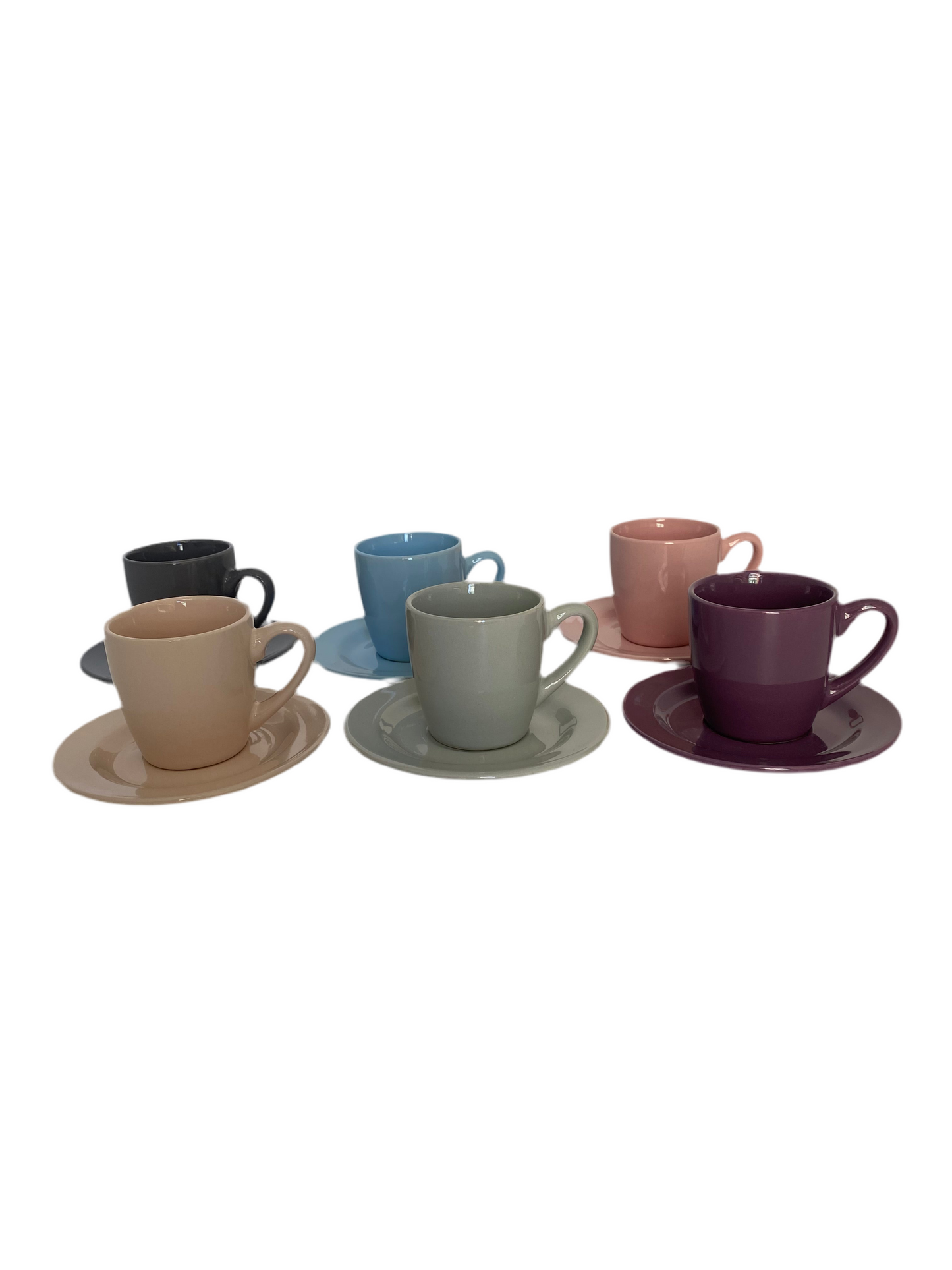 Phoenix, 12 pcs Colored Coffee Cup & Saucer Set