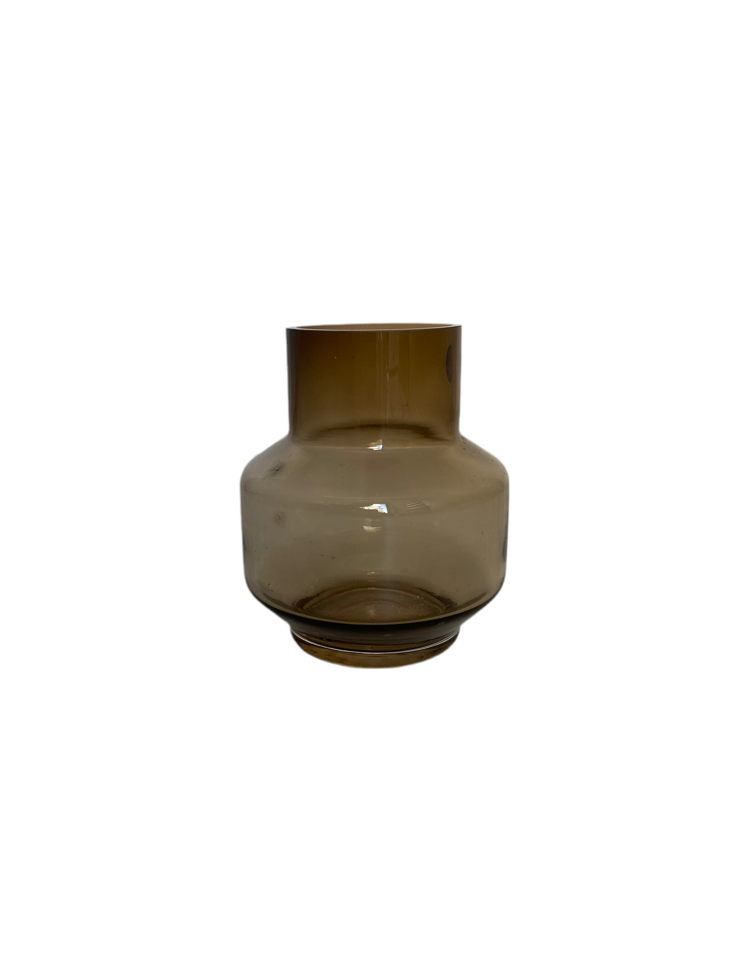 Transparent Brown Glass Round Vase