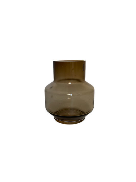Transparent Brown Glass Round Vase