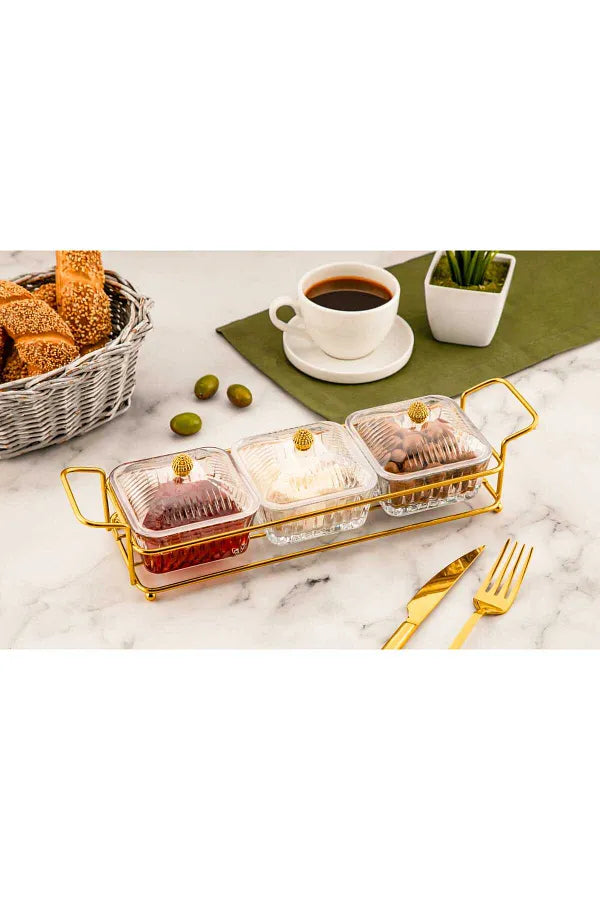 Gold serving set, 3 pieces