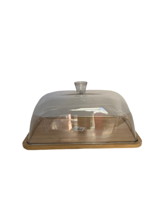 Bamboo Rectangular Cake Palte With Plexi Cover