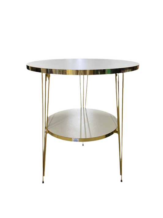 2 Levels Beige & Gold Wood Table