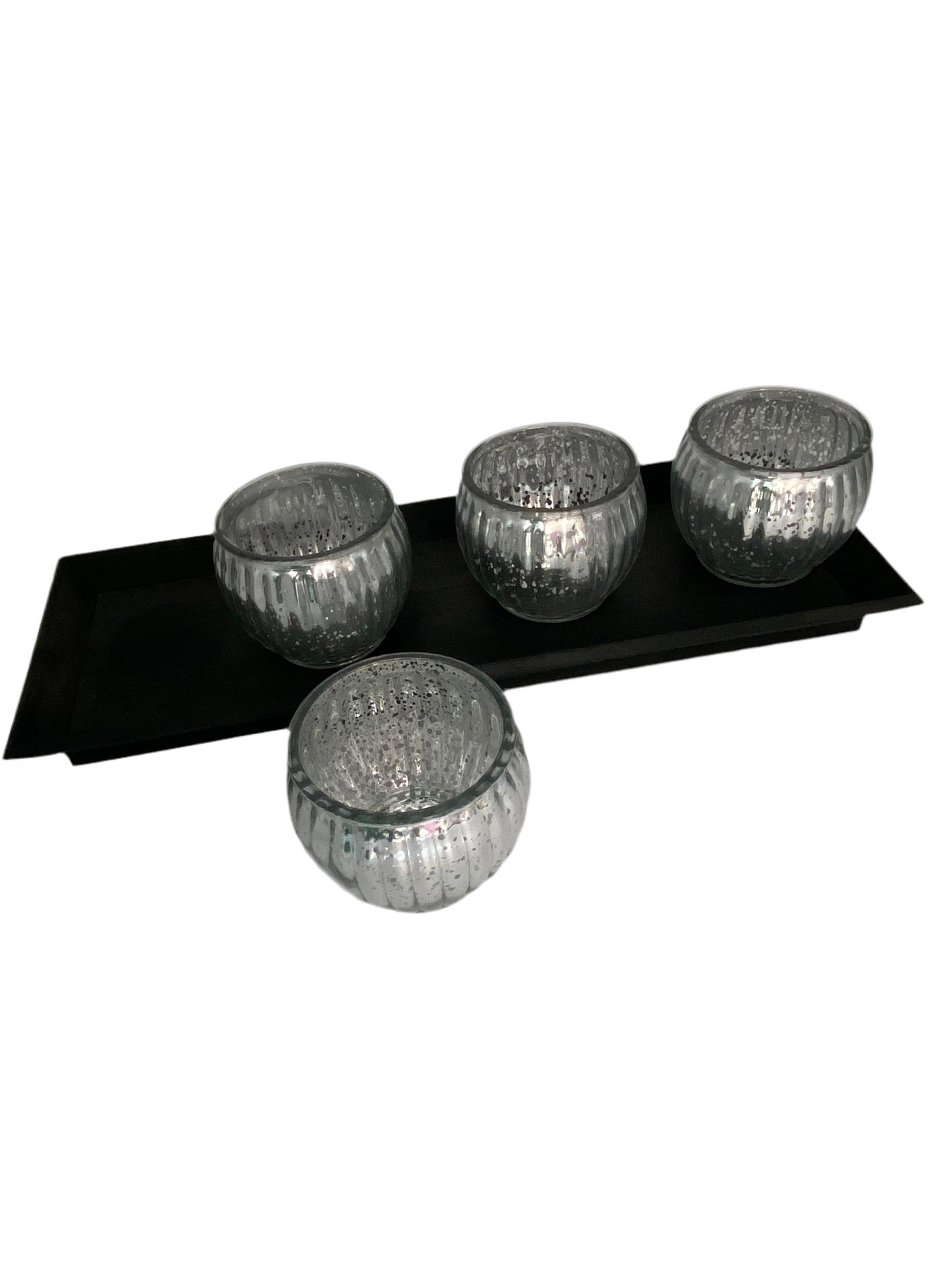 Set 5 pcs Glass Vases With Wooden Tray