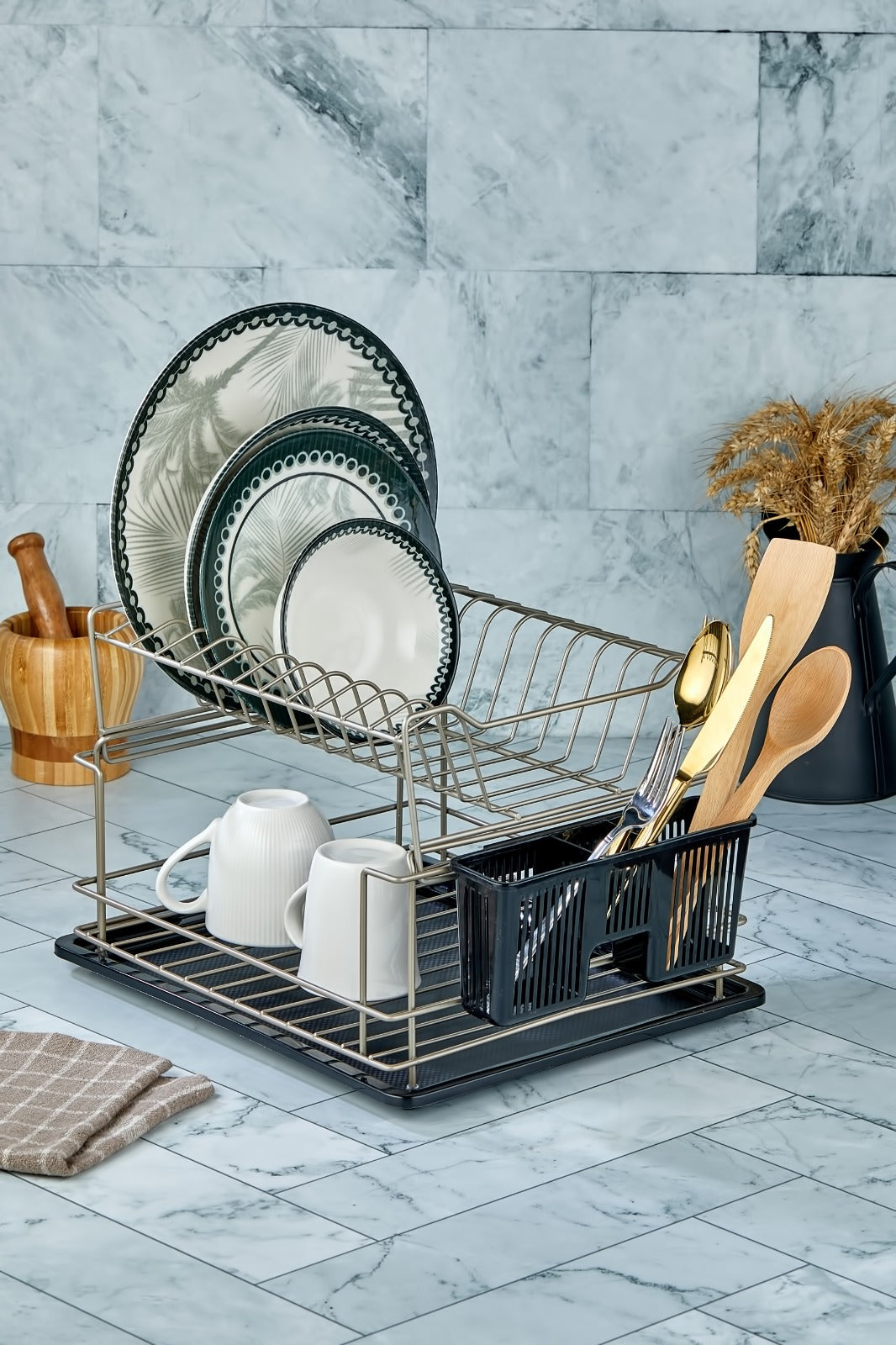 Small golden dish rack