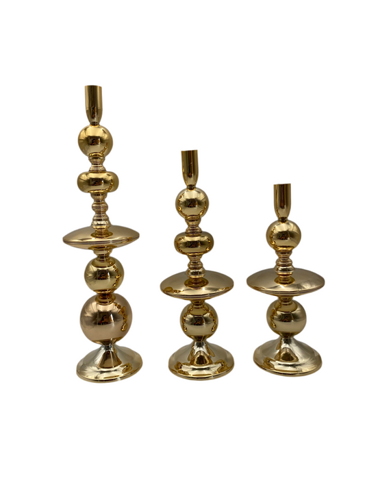 Set 3 Pcs Golden Metal Candle Holder