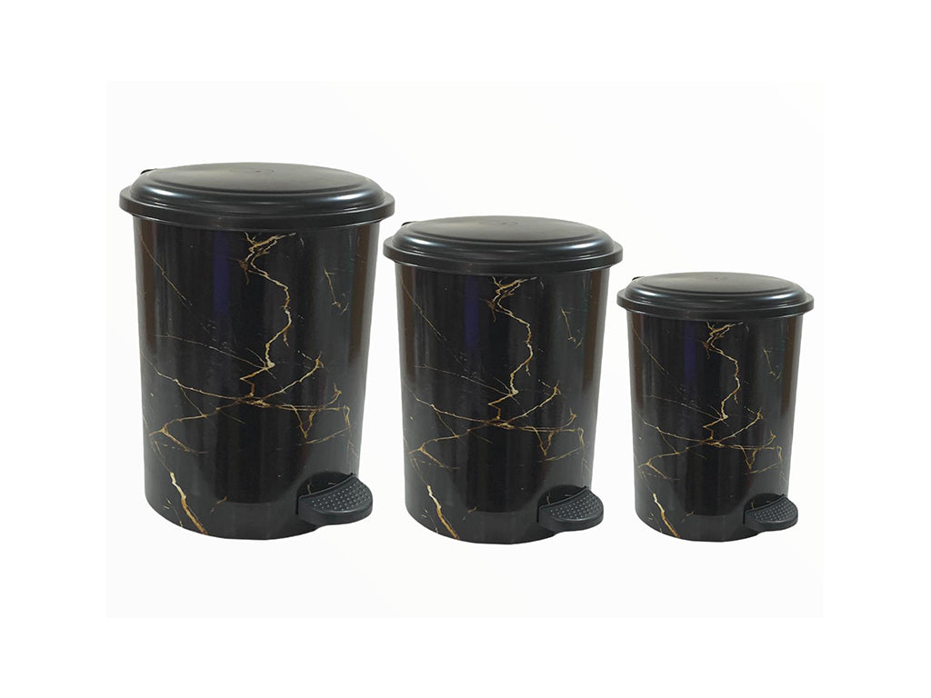 Set of 3 colorful waste bins