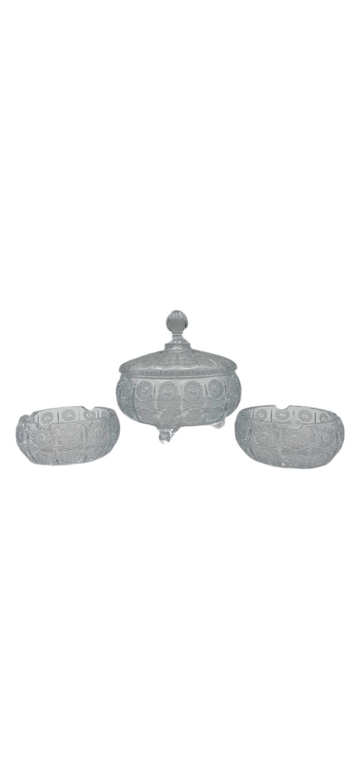 Set 3 pcs crystal candy storage with ashtrays