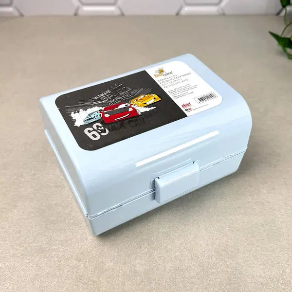 Colorful rectangular lunch box with double lid
