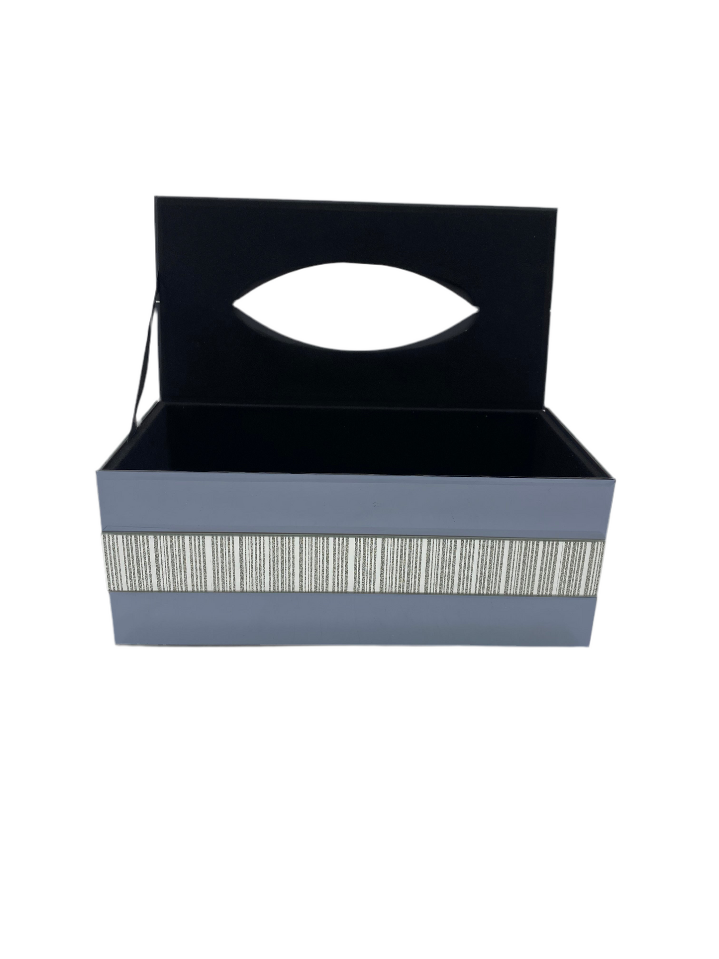 Mirror Glass Tissue Box With Pattern/Gold & Silver
