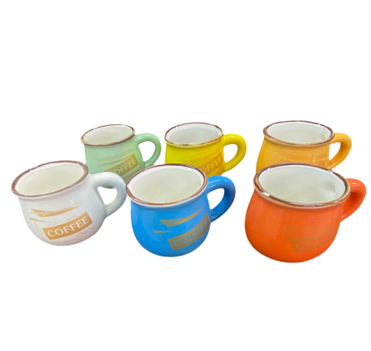 6 Pcs Colored Coffee Cups Set