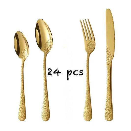 24pcs Cutlery Set Gold