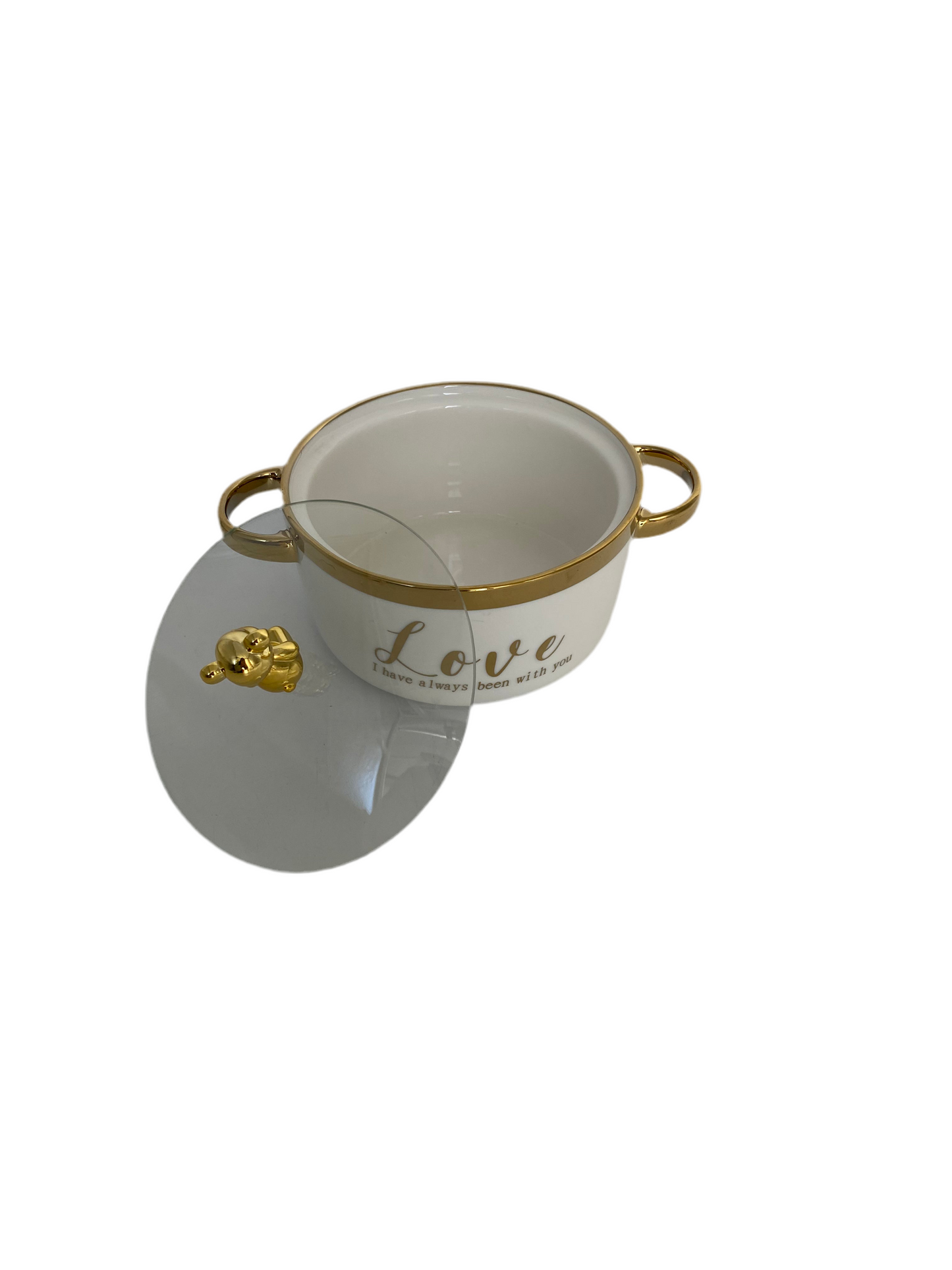 White Porcelain CasseroleSize With Glass Lid
