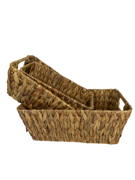 3 Pcs Rectangular Wicker Basket