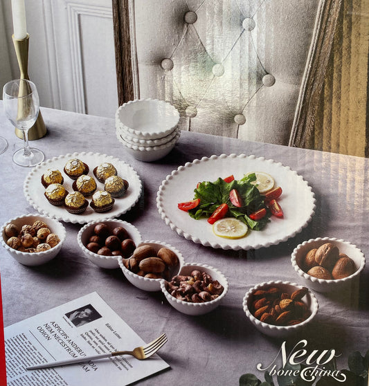 9 Pcs White Porcelain Dinner Set