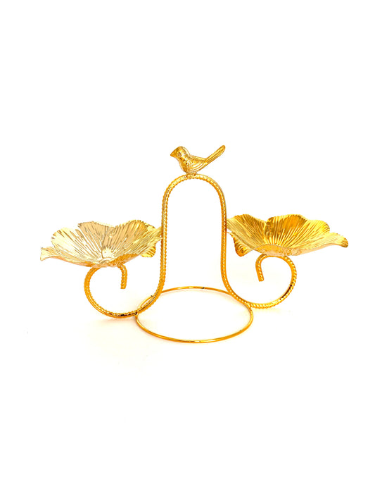 2 Tiers- Golden Stainless Steel Serving Platter