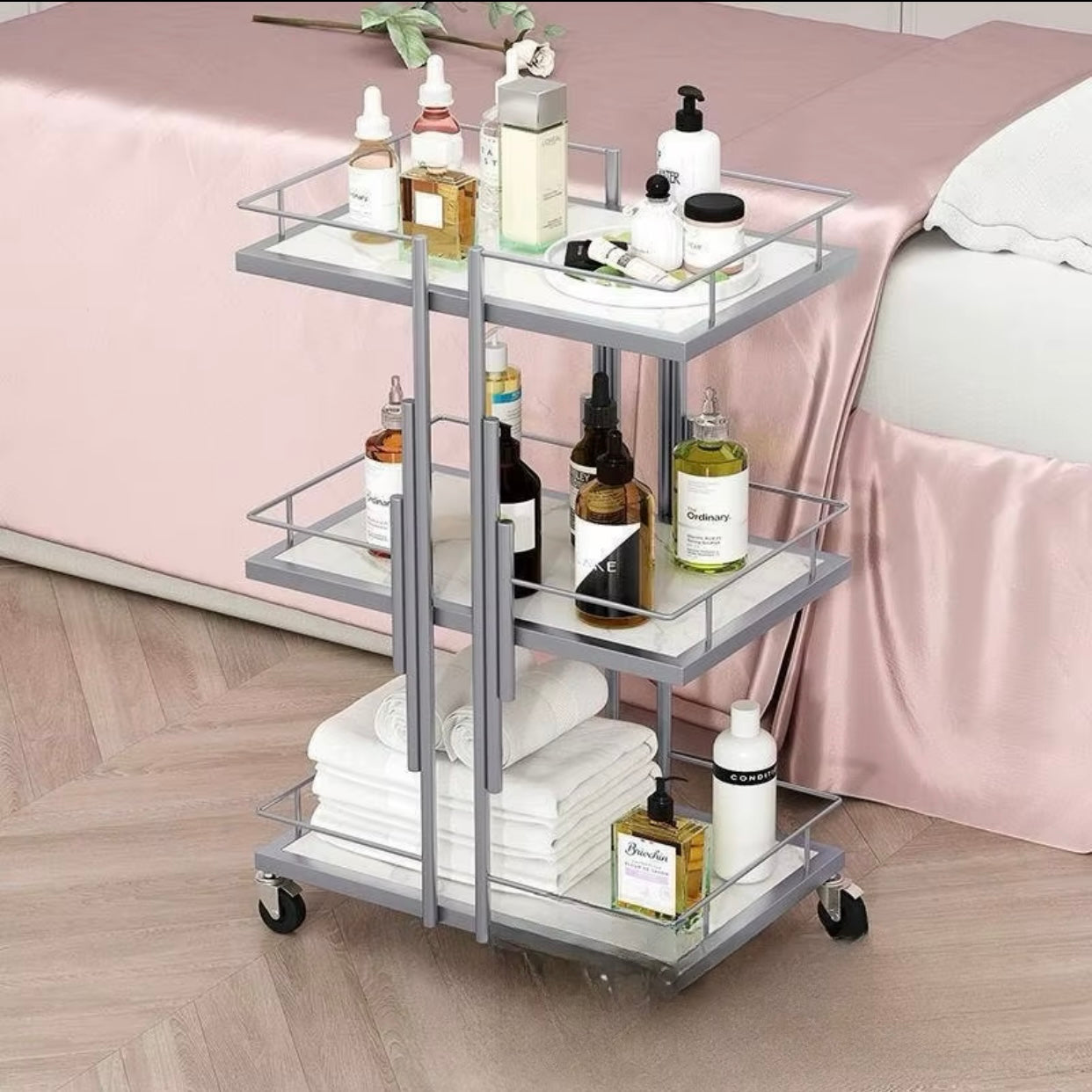 Silver Metal Trolley With Wheels