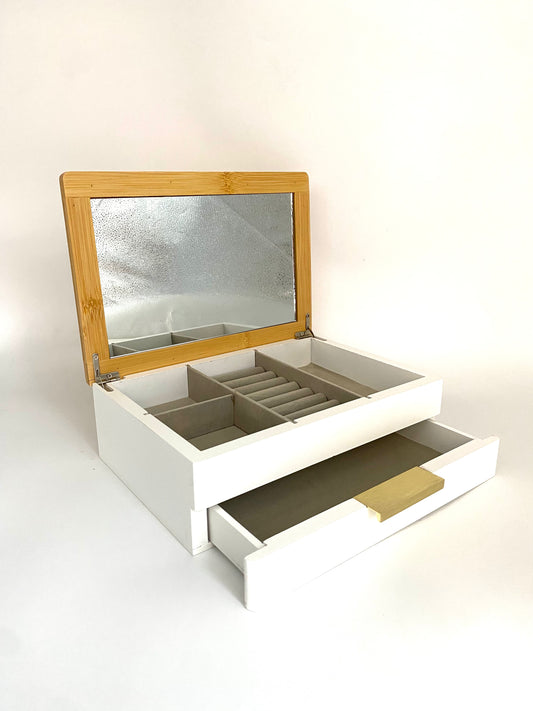 32 Layers Wood Jewellery Organizer With Mirror