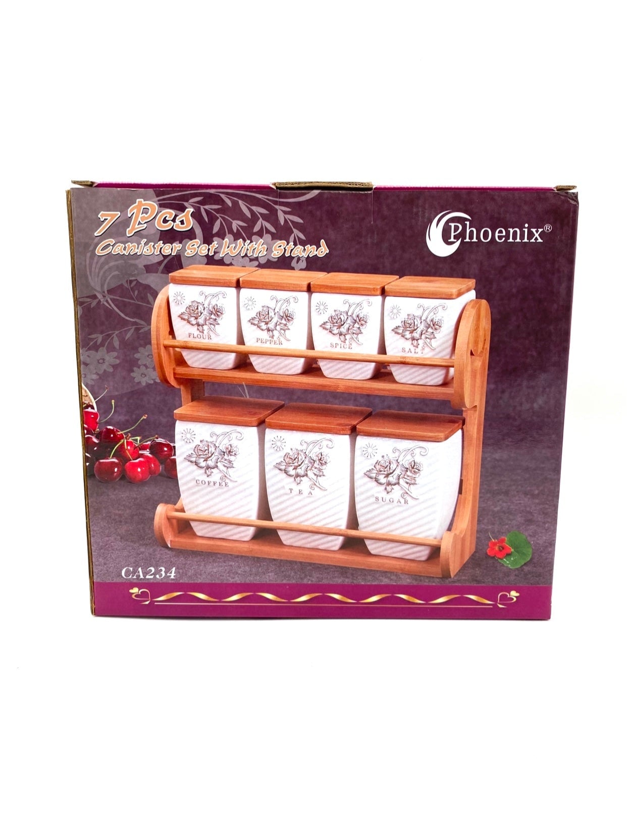Phoenix, 7 pcs porcelain canister set with stand