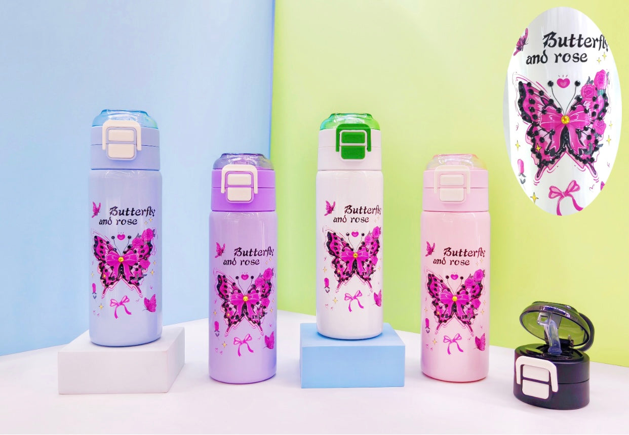 500 ML Stainless Steel insulated Water Bottle - Butterfly