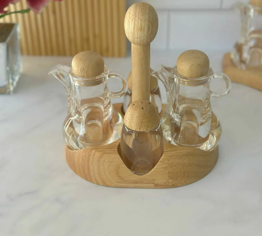4 Pcs Spice Set With Bamboo Stand