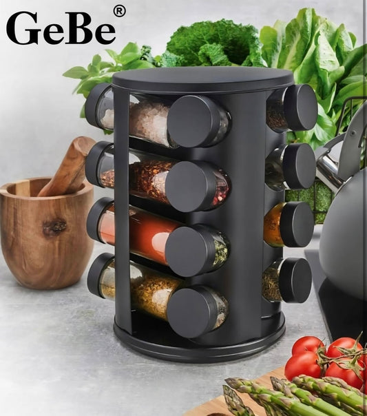 GeBe, Round Empty 16 Jars Revolving Spice Rack Organizer